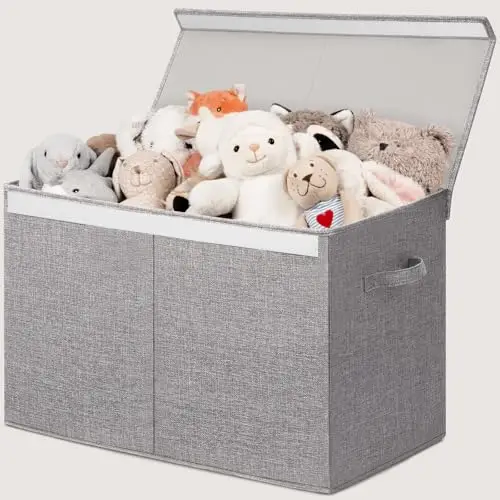 

INDRESSME Большой ящик для хранения игрушек 25x13x16 дюймов с крышкой, органайзер для игрушек, корзина для игрушек с разделителями для игровой комнаты