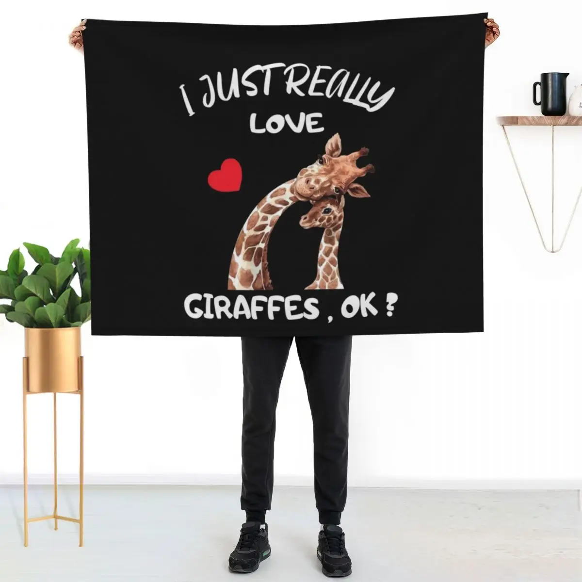 I just really love giraffes Throw Blanket couch cozy soft plush fuzzy picnic outdoor blanket
