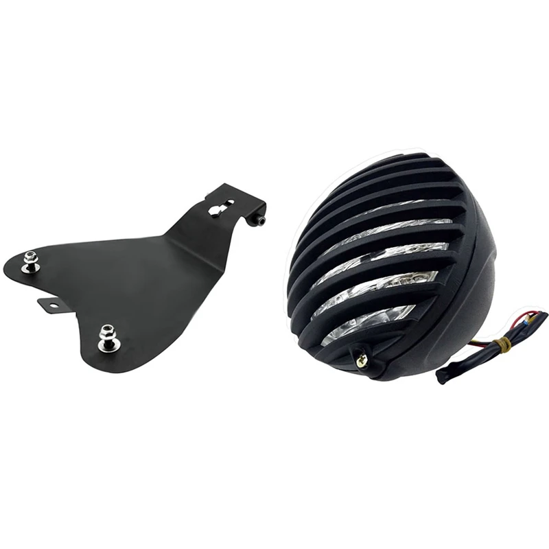 

1Pcs 5 Inch Motorcycle Headlight Grill Head Light Lamp & 1Pcs Motorcycle Seat Baseplate Bracket Seat Holder