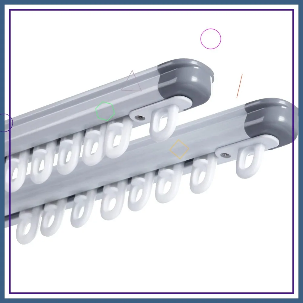 

Retractable Ceiling Curtain Track 33.5-59 inch, No-Measure Installation, for Room Divider Shower RV, White (2 Sets)