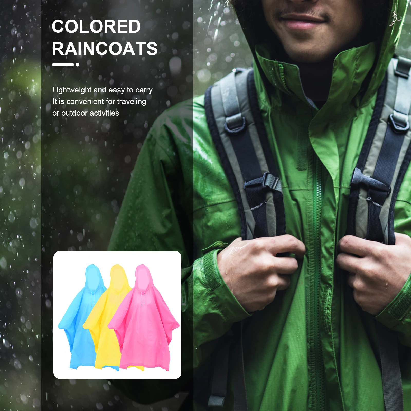 

3 Pcs Hooded Raincoat Colored Raincoats for Adults Jacket Lightweight Poncho Ponchos Eva Reusable Travel