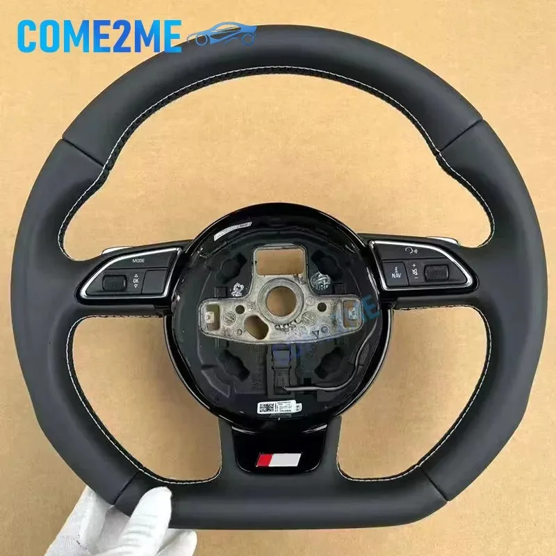 For Audi A4 B8 A3 8V A5 Q3 Q5 Q7 Sport style steering wheel with white stitching, multifunctional buttons and shift paddles