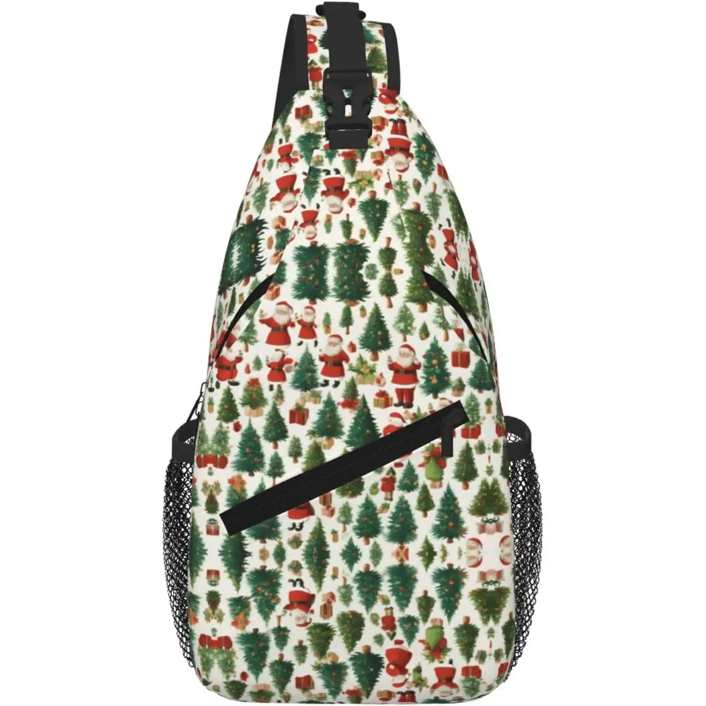 

Merry Christmas Happy print Crossbody Sling Backpack Sling Bag Travel Hiking Chest Bag Daypack for Traveling Gym Sport
