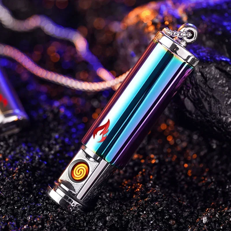 Metal Creative Intelligent Voice Tungsten Wire Lighter Necklace USB Charging Windproof Cigarette Lighters Smoking Accessory