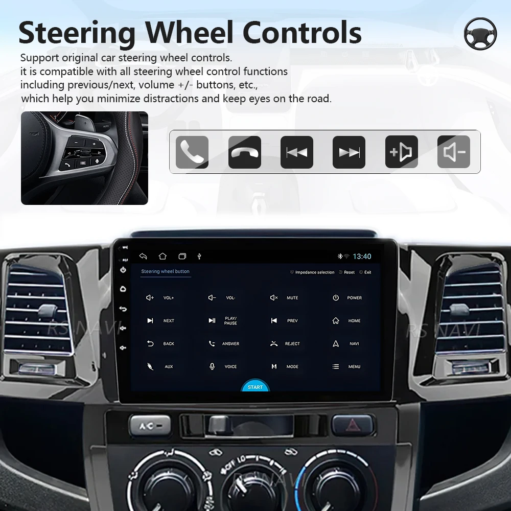 Plug and Play Android 16 For Toyota Fortuner Hilux Revo Vigo 2005 - 2007 Carplay 2K Car Radio Multimedia Player Autoradio Stereo