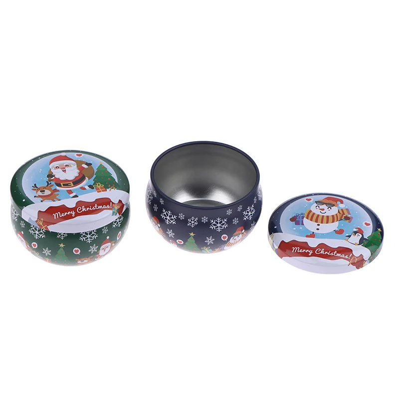 Christmas Tinplate Jar Coffee Tea Spice Candy Jewelry Storage Case Candle Making Container Decorative Box Party Gift Jar
