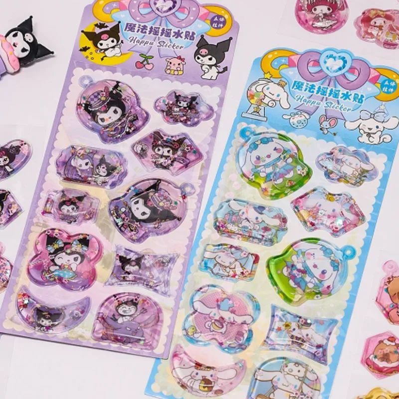 Kawaii Sanrio 3D Shake autocollant pour écolier papeterie Kuromi ma mélodie point autocollants cahier journal manuel décoration