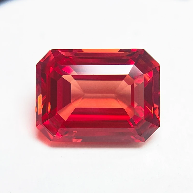 Lab Grown Padparadscha Emerald Cut Fire Lotus Color High Quality Loose Gemstone For Jewelry Making Selectable Certificate