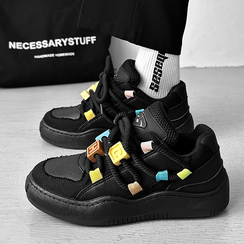 

Men's Spring & Autumn New Korean-Style Dad Shoes - Block Decor, Casual Board Sneakers