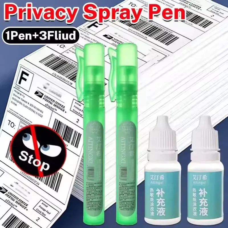 1/2/3/4Pcs Thermal Paper Spray Correction Pen Privacy Information Eraser Quick Remove Marker Ink Thermal Receipt Label Cover