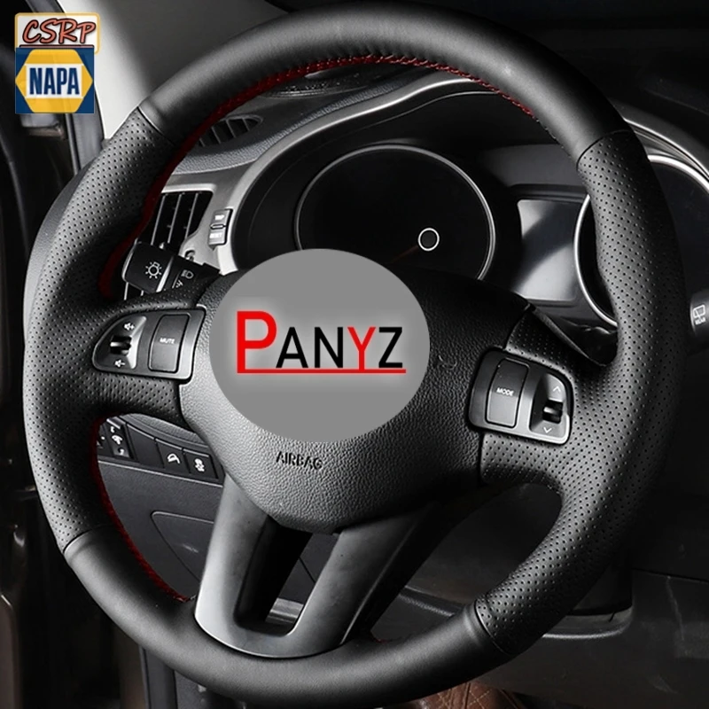 Hand-stitched Steering Wheel Covers Black Microfiber Leather Car Steering Wheel Cover For Kia Sportage 3 2011-2014 Kia Ceed 2010