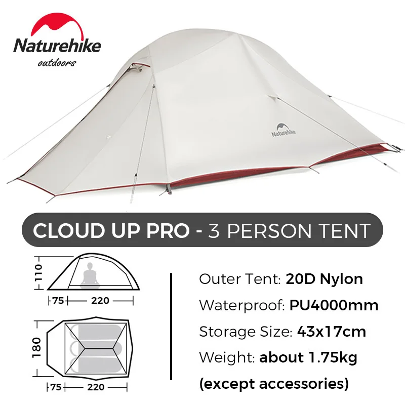 Naturehike Campingtent Cloud Up PRO 1 2 3 Ultralichte draagbare opvouwbare wandelzelt Outdoor winddichte reistrekkingtent