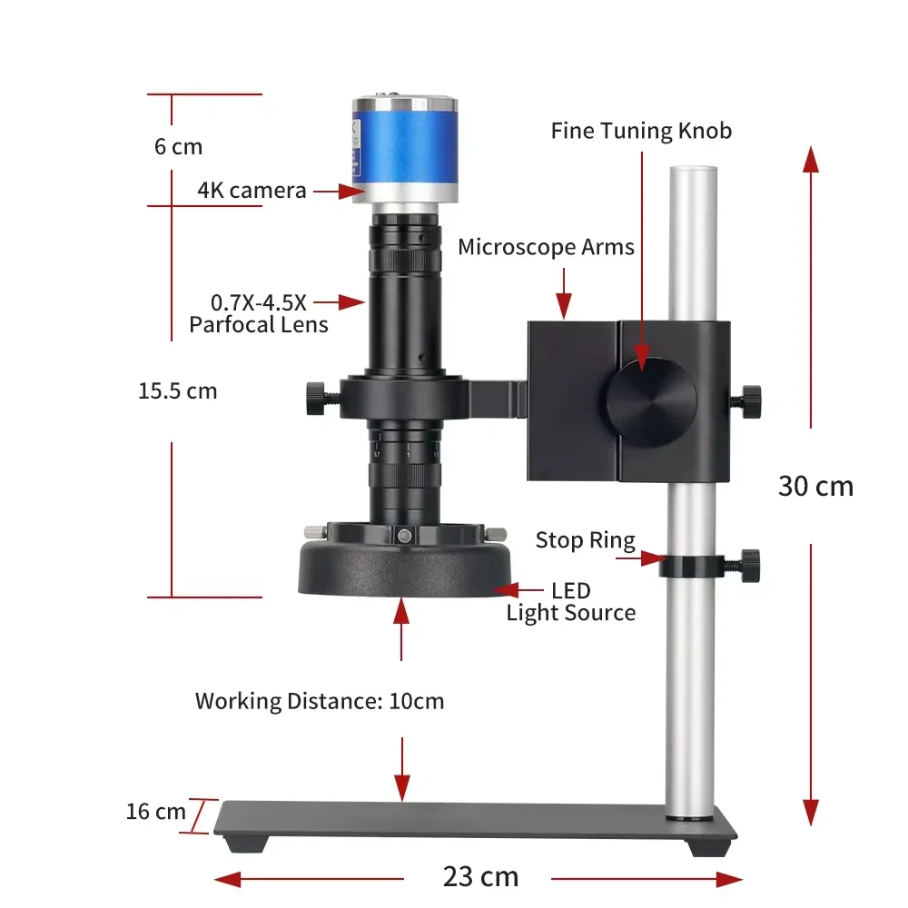 Yizhan Full 4K Microscope 48MP Ultra HD HDMI USB-C Digital Microscope Camera 130X 215X Zooms Video Microscope For Magnification