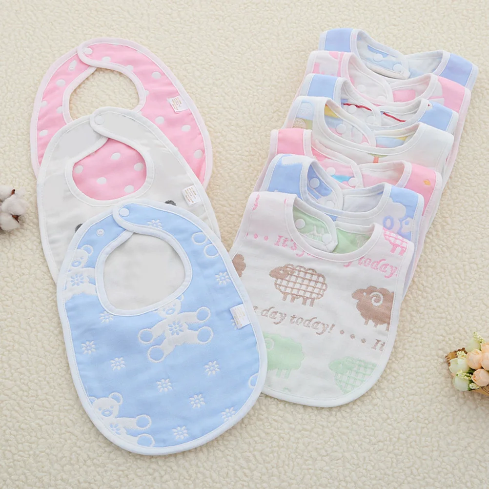 

Snap Bibs Sky Blue Cotton Saliva Towels Baby Drool Bibs Versatile Simple Pattern Unisex Water Absorbent Protect Clothes Drooling