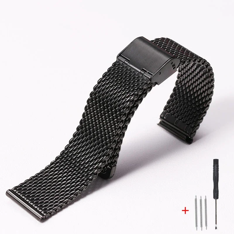 18mm 20mm 22mm 24mm Milanese Loop Watch Band 1.0mm Mesh 3.0 Woven Strap for Seiko for DW Bracelets Gold Replacement Wristband