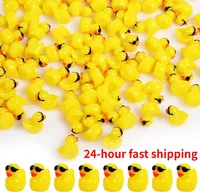 50PCS Mini Yellow Ducks with Glasses Fairy Garden Miniatures Duck Wearing Sunglasses Kawaii Home Accessories Desk Decoration