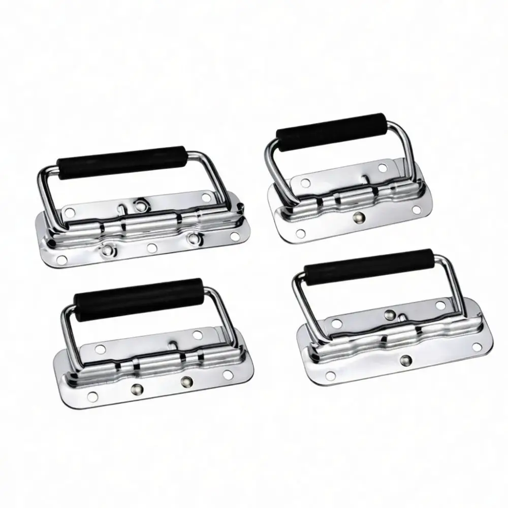 Durable Stainless Steel Folding Handle With Spring Return For Industrial Equipment Box Toolbox Cabinet Pull Hardware Accessory