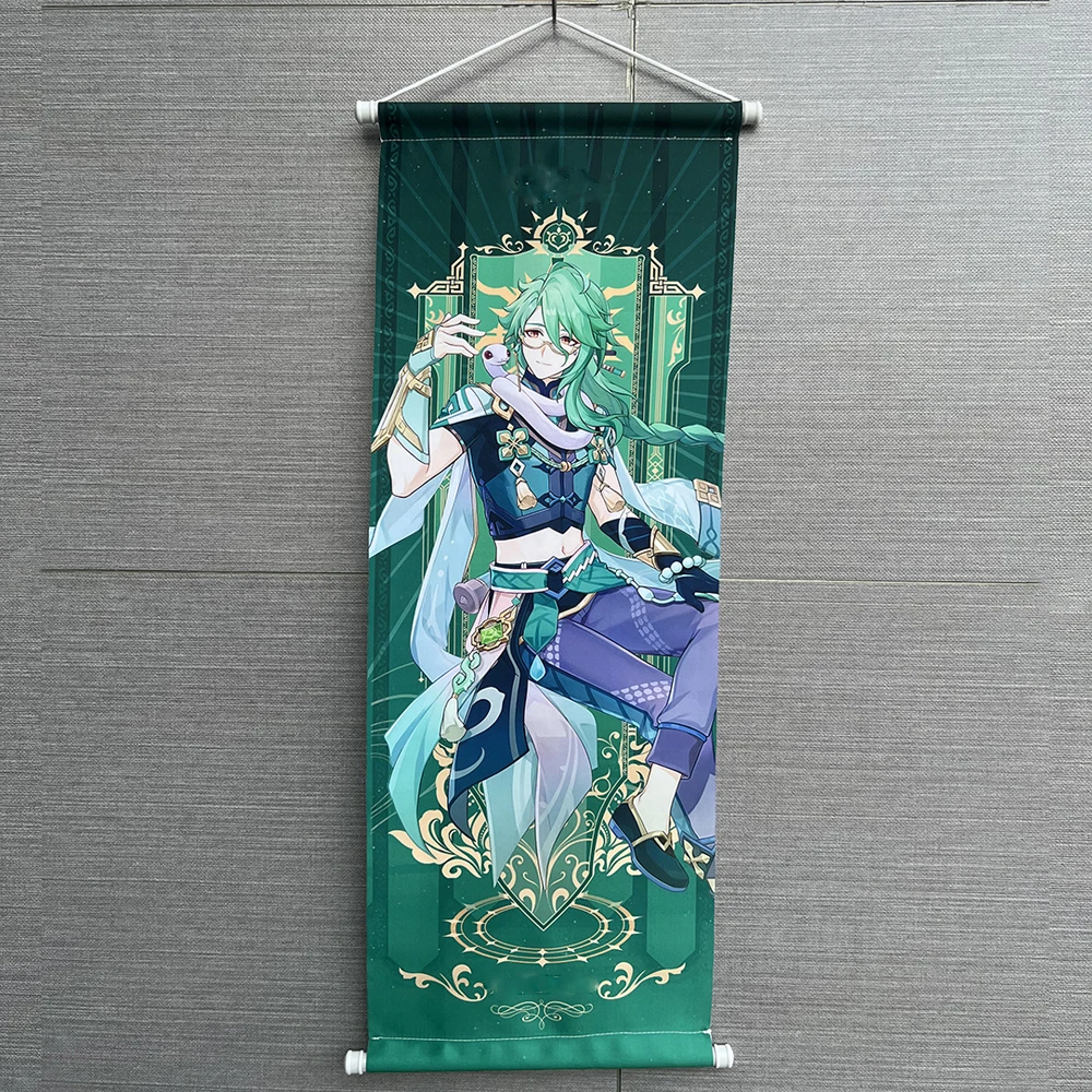 Anime Gen Impact Wall Hanging Poster Cosplay Halloween Party Cartoon Heros Scroll Canvas Students Gifts Hot Game Home Decoration