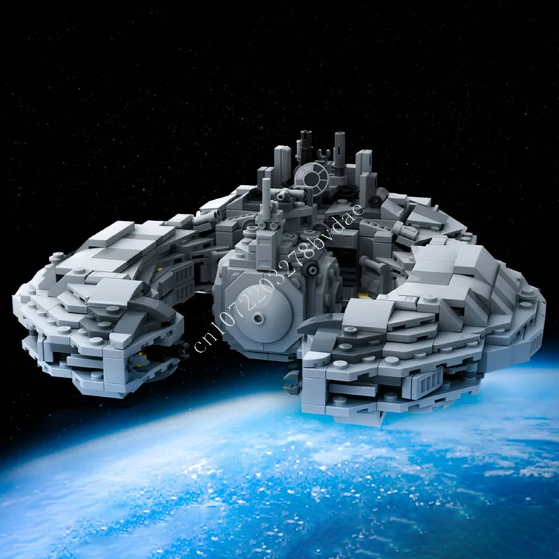 825 PCS Sci Fi Circular Space Battleship Custom Assembly Building Blocks Collectible Model Gift For Adult Hobby Space Tabletop