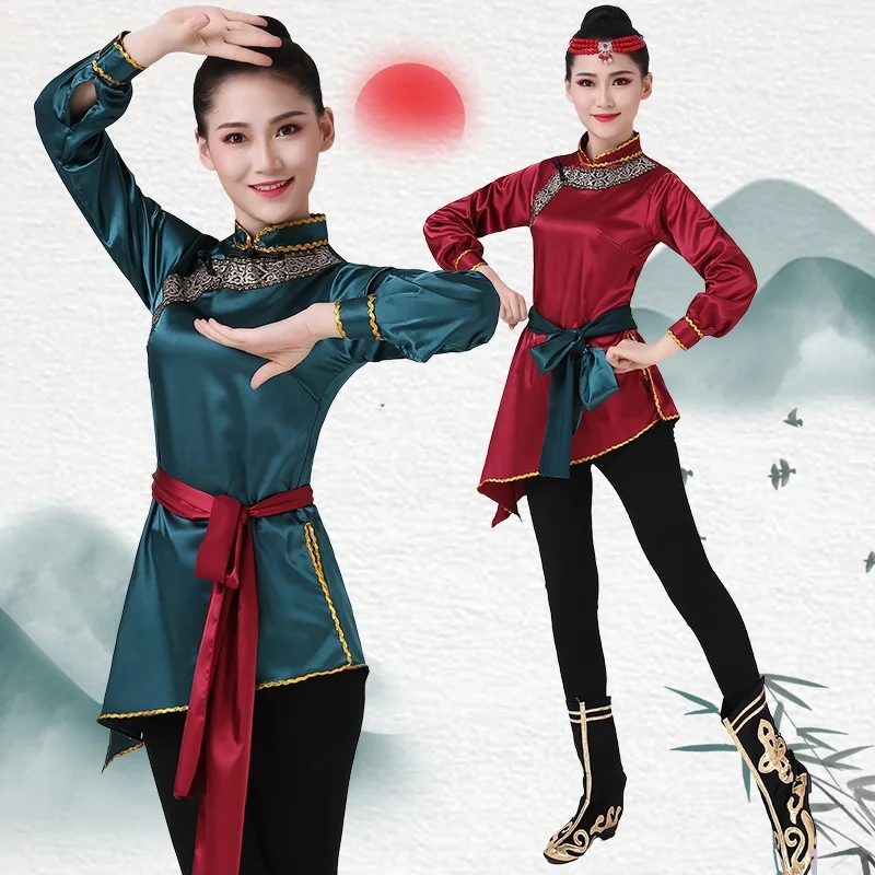 Mongoolse Stage Dance Wear Nationale Dans Van China Mongoolse Kleding Kostuum Etnische Chinese Folk Dance Outfits V2786