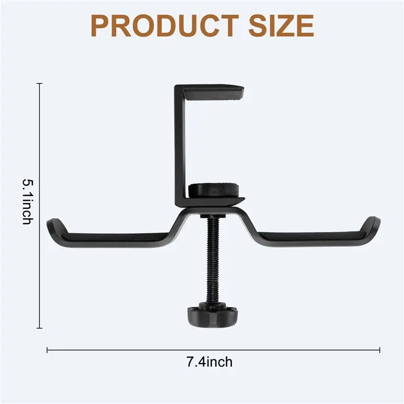 حامل سماعة الرأس المزدوج B68C تحت المكتب، حامل سماعة الرأس لمكتب ألعاب الكمبيوتر العالمي، يدور 360 درجة، رف تثبيت سماعة الأذن