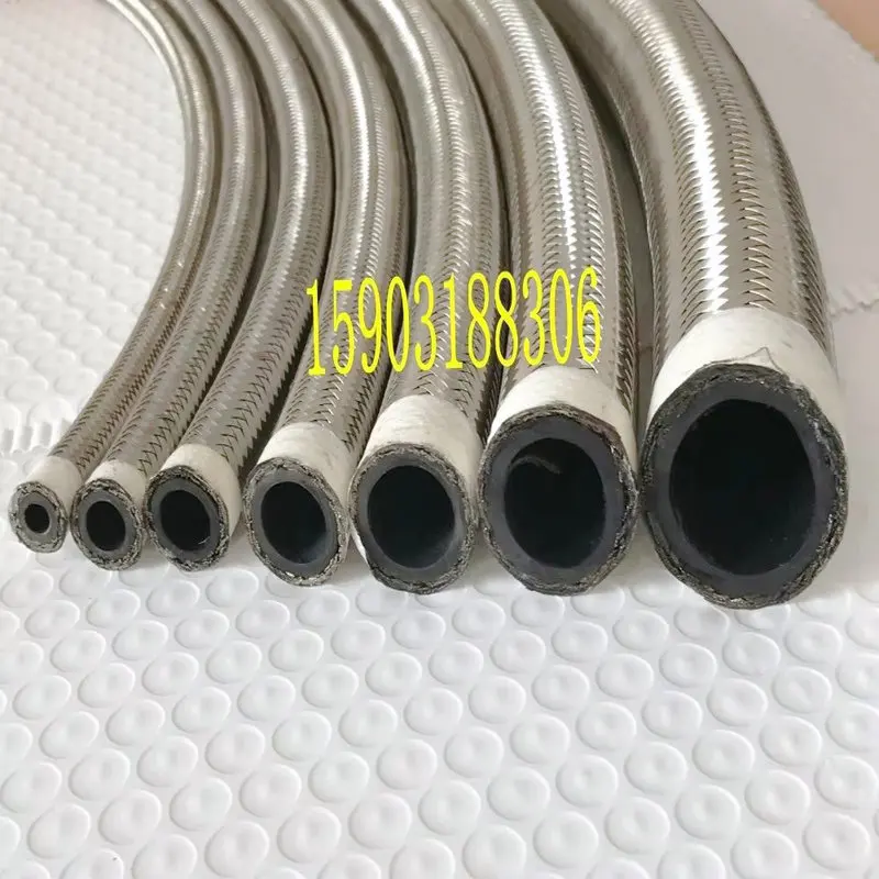 

AN Серебряная крышка, металлический сетчатый шланг, оплетка из нержавеющей стали, резиновый шланг для топливного масла AN4 AN6 AN8 AN10 AN12 AN16 AN20