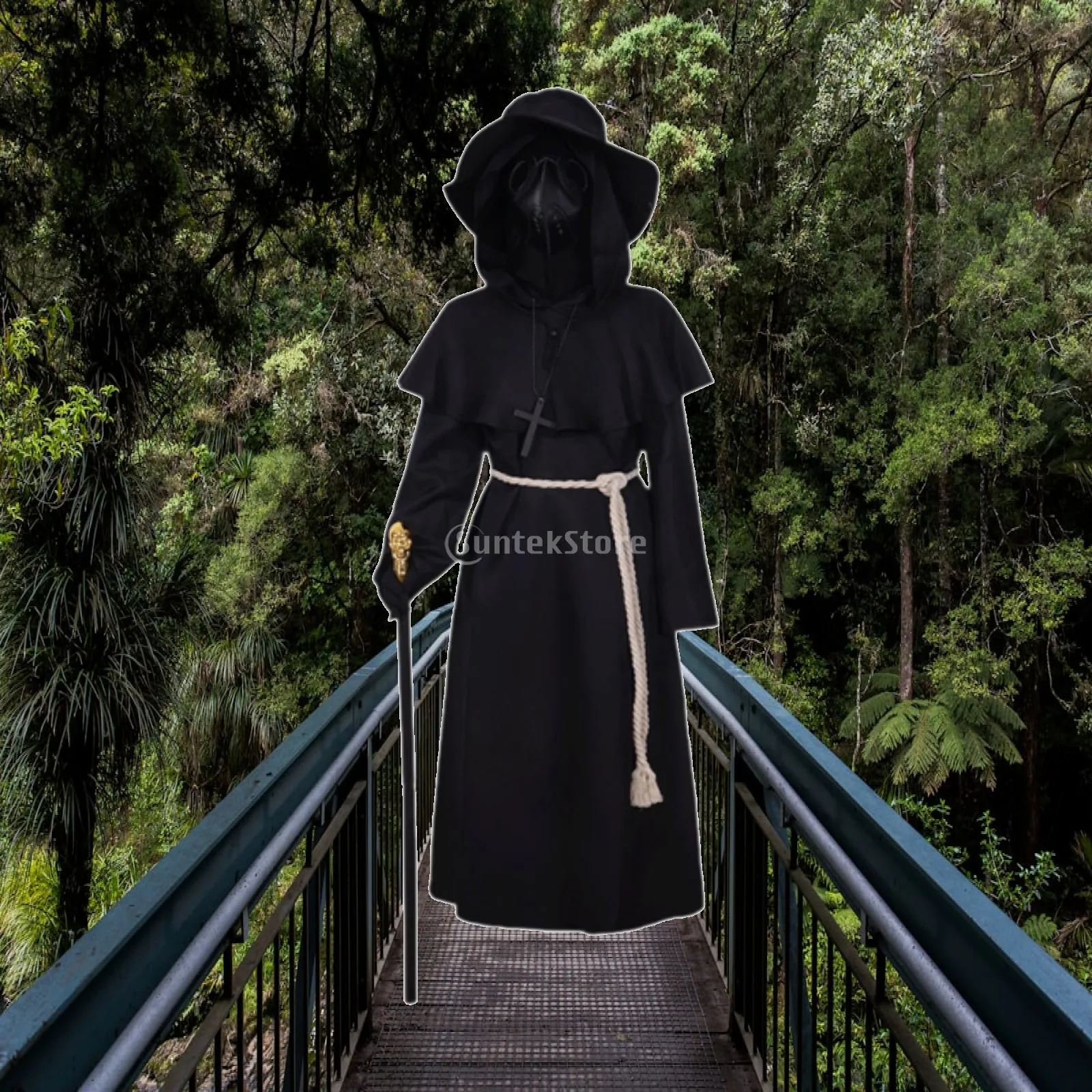 

Halloween Plague Doctor Costumes Set Decorative Polyester Dressing up for Photo Props Stage Performance Party Carnivals Holidays