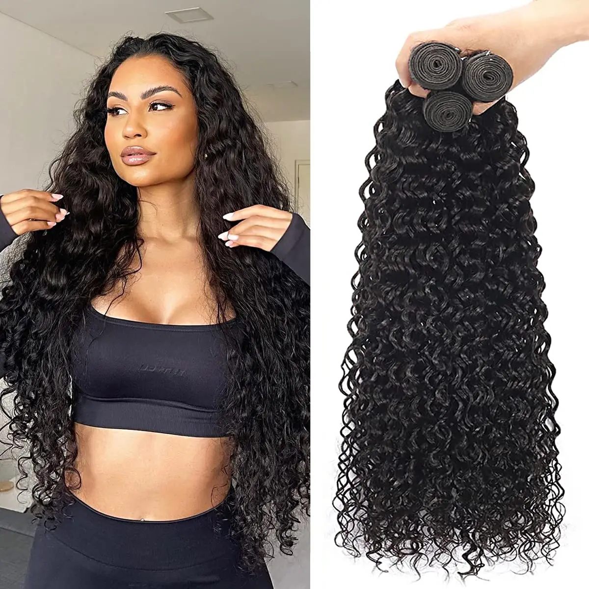 Water Wave Bundles 12A Brazilian Water Wave Human Hair Bundles 100% Unprocessed Human Hair 3 Bundles Hair Extensions for Women