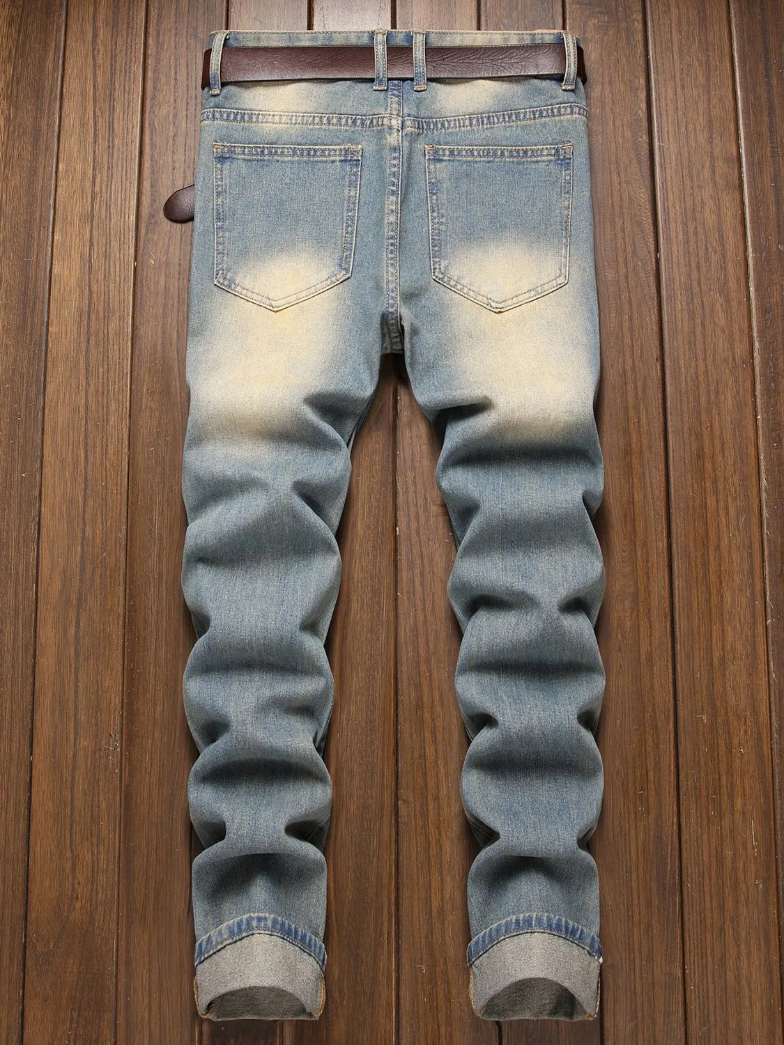 New Autumn Men's Slim Fit Jeans Vintage Retro Fashion Streetwear Non-Stretch Denim Pants Trendy Brand Trousers