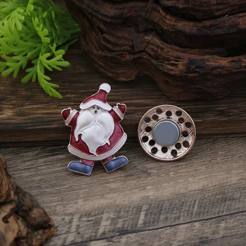 Novo esmalte natal papai noel broche magnético para homens e mulheres versátil papai noel magnético peito crachá broches jóias