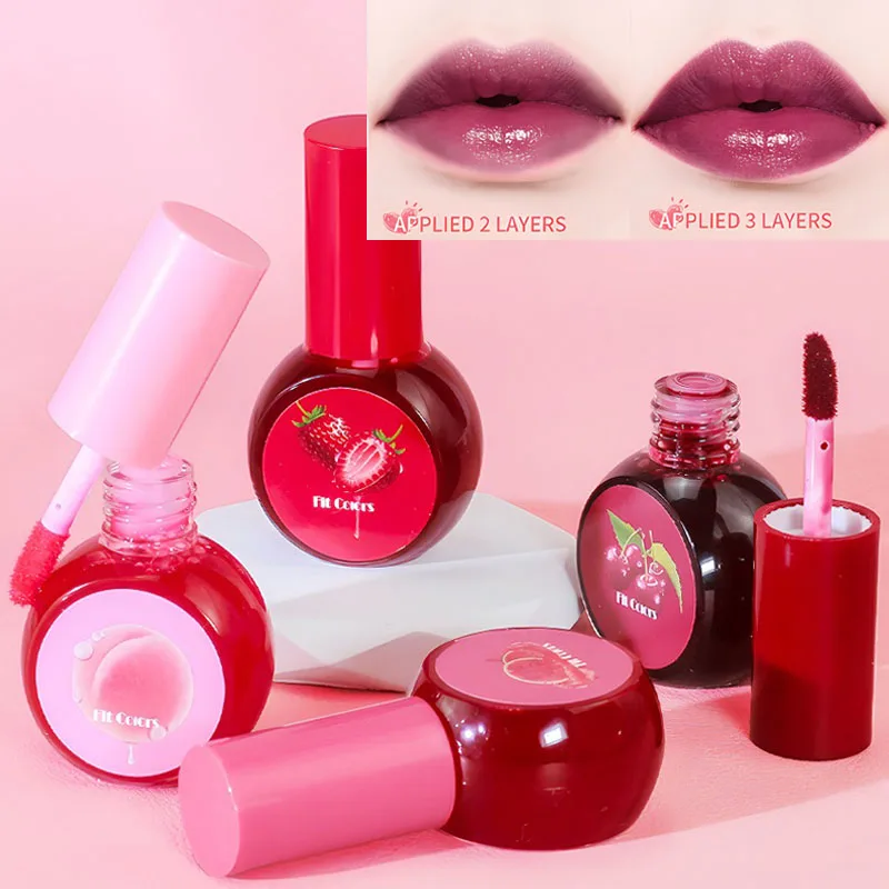 Cherry Juice Red Liquid Blush Black Mirror Water Light Lip Tint Moisturizing Sexy Red Cheek Makeup Long Lasting Color Cosmetic