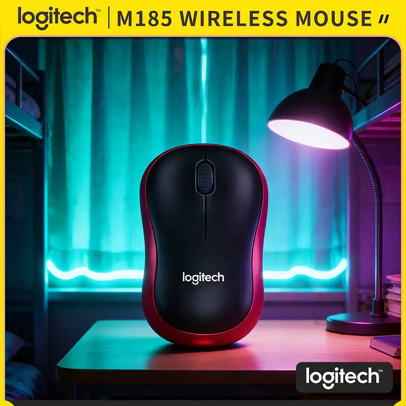 

Logitech M185 Compact Wireless Mouse Recycled Plastic 1000 DPI Precise Tracking Auto-Sleep Plug & Play Study Work Travel Tool