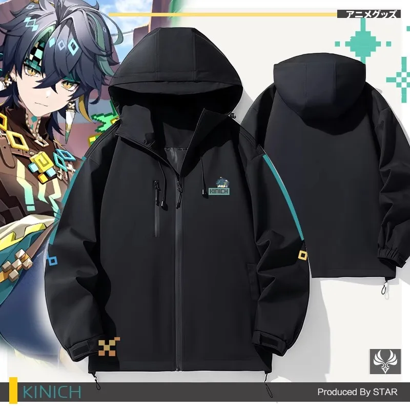 Genshin Impact Kinichi Jaket Luar Ruangan Berkerudung Cosplay Kyryll Chudomirovich Flins Jaket Mantel Pria Wanita Musim Gugur Musim Dingin Atasan