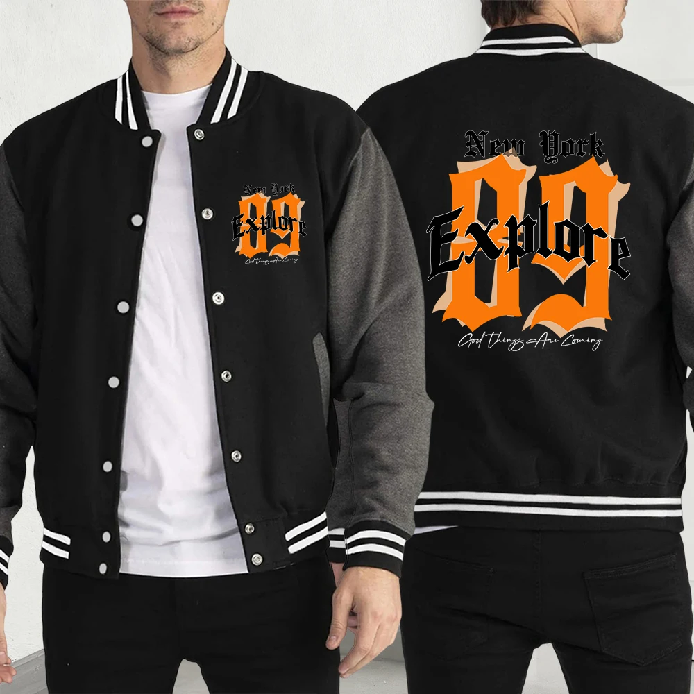 

Мужская одежда в стиле ретро с принтом Нью-Йорка, свободный бейсбольный трикотаж в стиле хип-хоп, уличные универсальные мужские куртки, осенние модные пальто