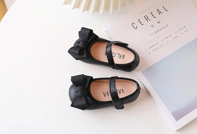 2019 Child Bow Little Girls Dress Bow Princess Party Shoe For Wedding Shoes Big Kids Leather Shoes 3 4 5 6 7 8 9 10 11 12 Years