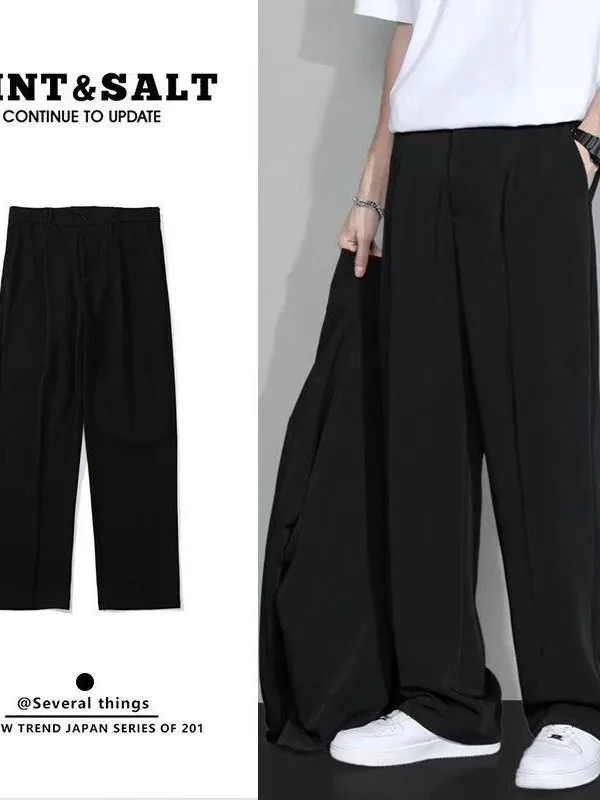 

Cleanfit American Style Men's Wide Leg Pants Drapey Trendy Brand Cool Style Loose Fit Low Waist Polyester Fiber Winter