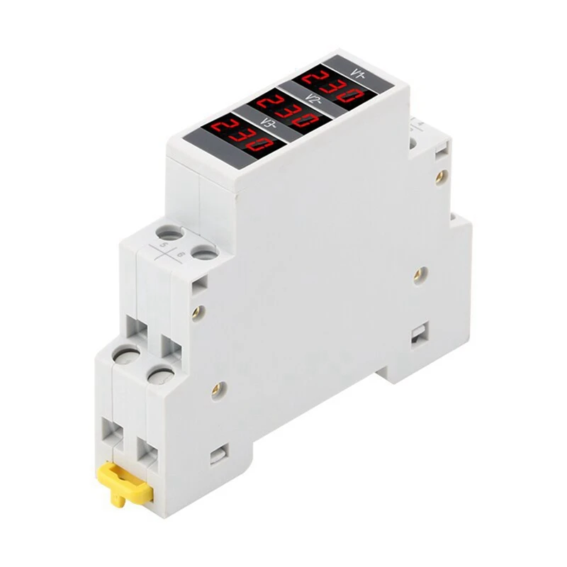 Modular LED Digital Three-Phase Voltmeter For Din Rail Voltage Meter AC80-500V Easy Install