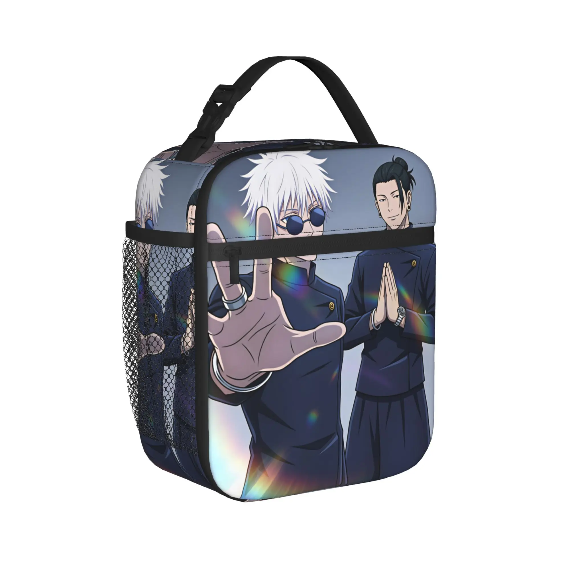 Satoru Gojo Comic Animation Lunch Bag Vintage Lunch Box School Portable Thermal Lunch Bags For Child Waterproof Print Cooler Bag