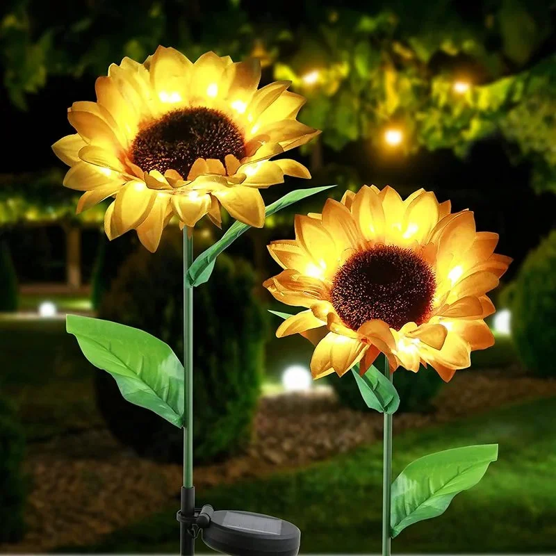 

Outdoor Solar Sunflower Stake Lights [2 Pack] Landscape Waterproof Decorative lamp for Garden Patio Porch Backyard Walkway Decor