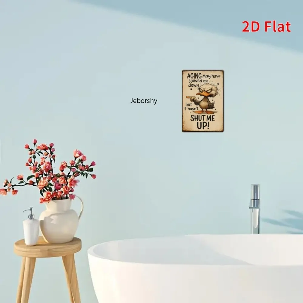 Tôle Canard Vintage Humoristique, Art Mural Métal Étanche Vent. La Vie Me Ralentit Mais Ne Me Tait Pas, Décoration Maison Bureau