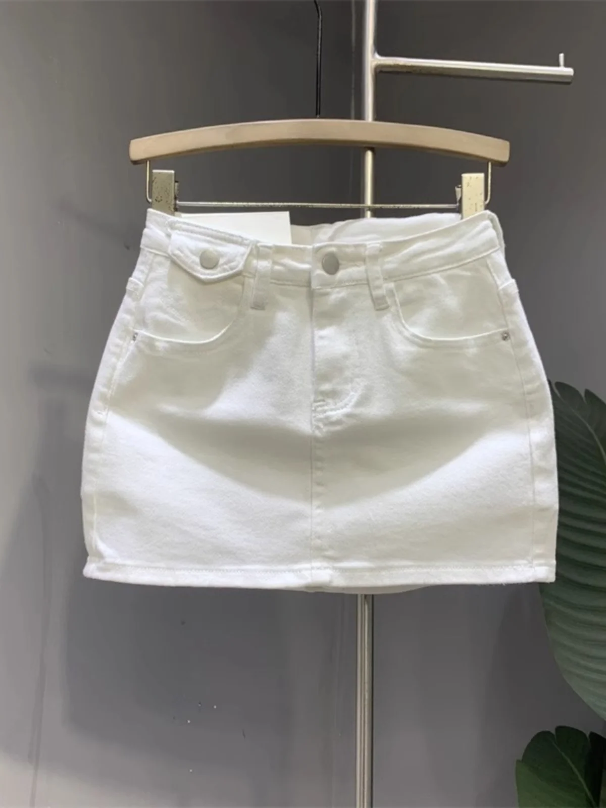 

High Waist Elastic Embroidered Denim Skirt White Spring Summer New Faion Ultra ort Girls Skirts Super ort Skirt
