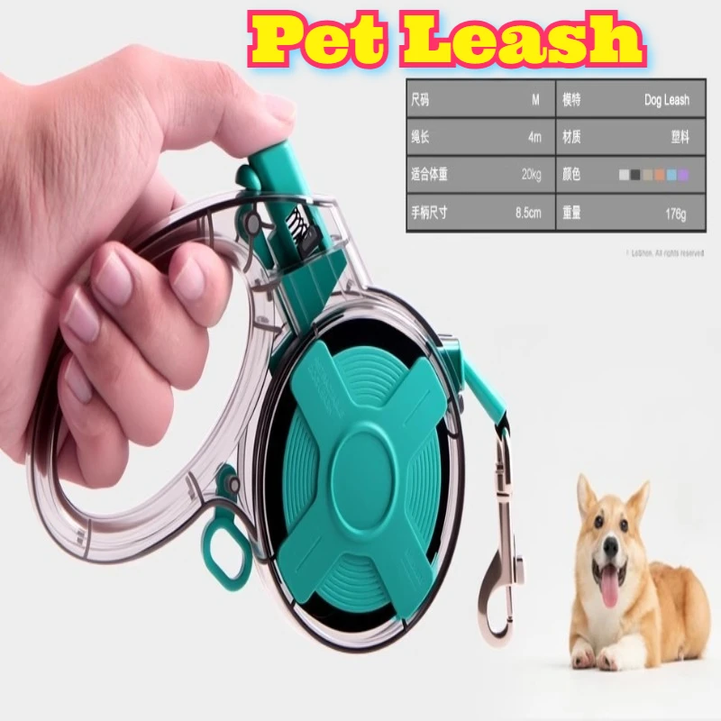 Retractable Dog Leash 4M Tape Rope Automatic Extending Lead Pet Walking Training Safety Anti Lost Tangle Free Portable Design