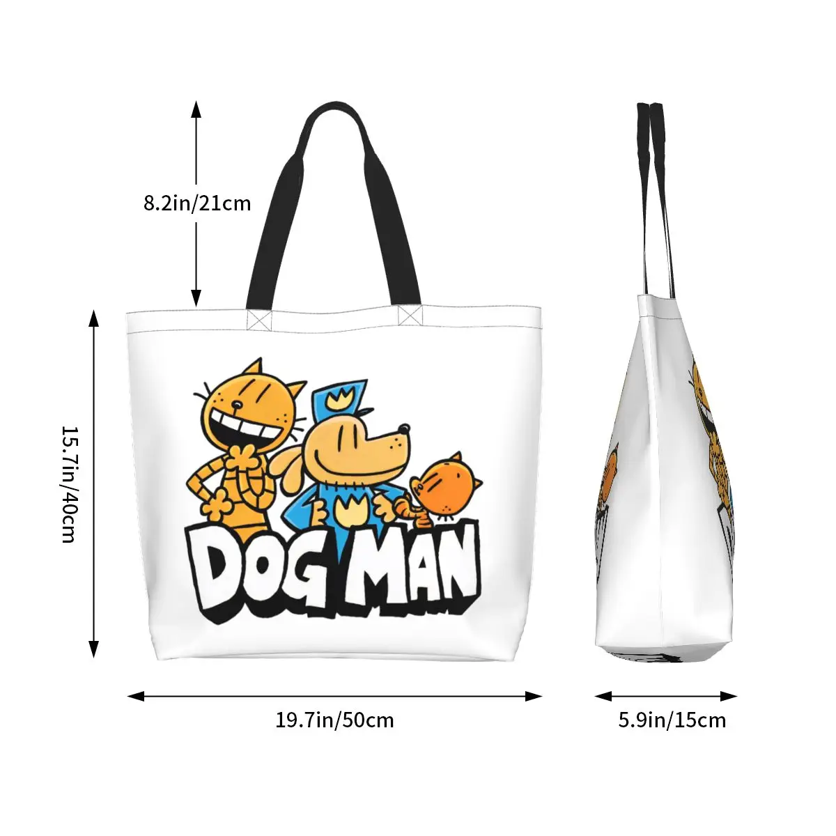 Dog Man Cat And Cute Man Shopping Tote Bag Canvas Large Capacity Shoulder Bags Shopper Grocery Handbag for Women