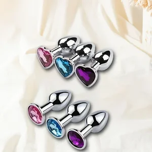 1pc juguetes de metal de lujo en forma de metal en forma de corazón kit de tapón de joya de joya de joya SM para adultos gay anal 10 mejores ventas de metal anal - №10