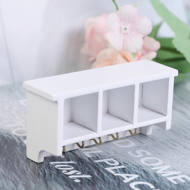 1PC Dollhouse Miniature Kitchen Living room Wall Mounted Shelf Rack Cabinet Hanger Hook Home Decor Wooden DIY Craft  Model