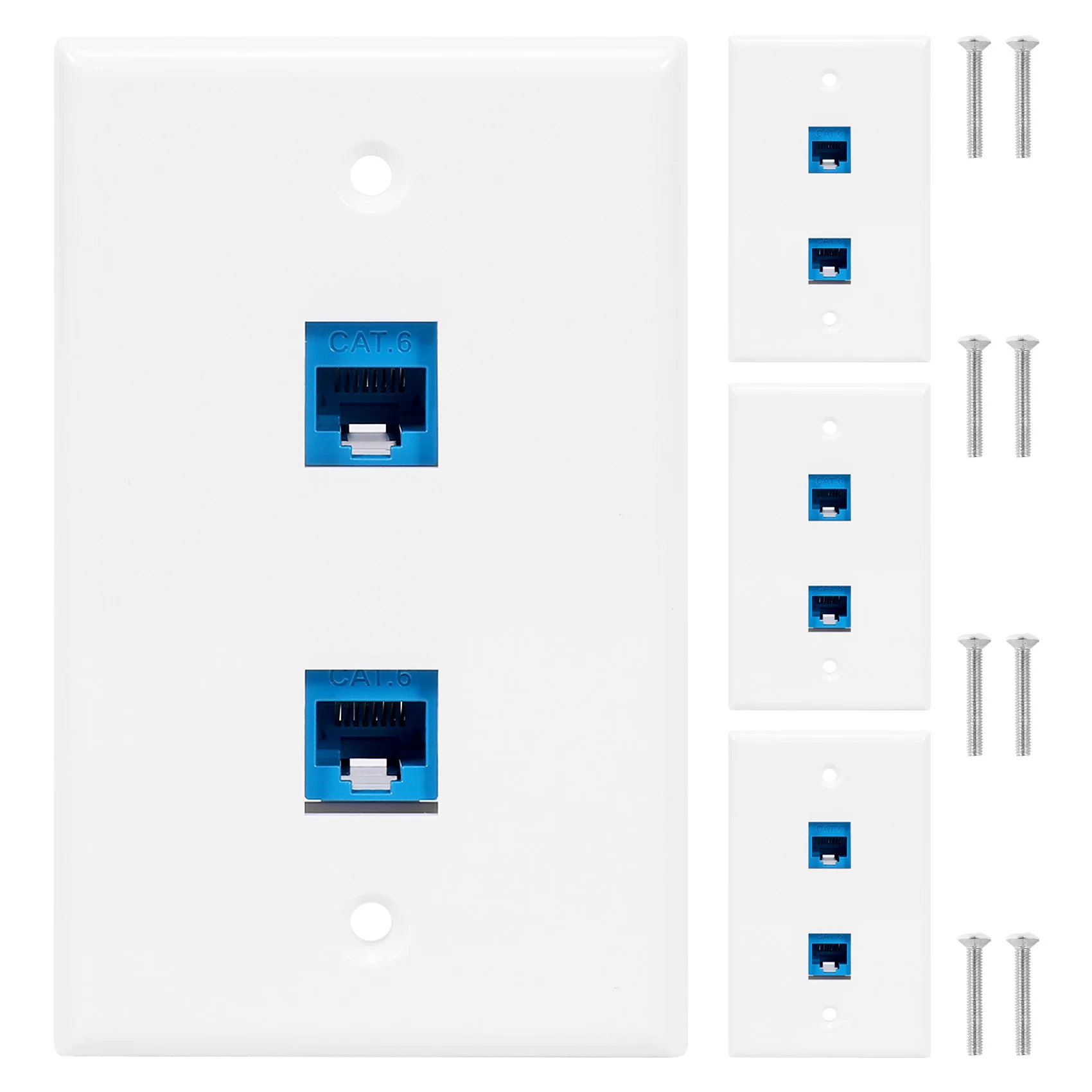 New-4 Pieces 2 Port Ethernet Wall Plate, RJ45 Cat6 Female To Female Jack Inline Coupler Face Plates