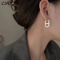 CIAXY Silver Color Pig Nose Earrings for Women Geometric Hollow Heart Design Ear Buckle 2022 Korea Fashion  Jewelry