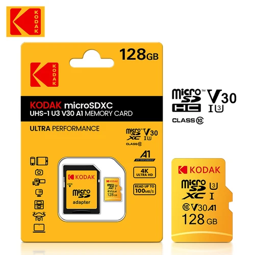 Tarjeta Micro SD Original Kodak, tarjeta de memoria Clase 10 de 128GB, tarjeta Flash de 64GB, 256GB, 32GB, V30 U3, cartao de memoria para grabadora de conducción