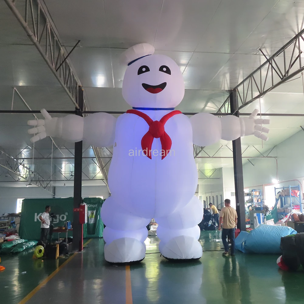 Riesige Outdoor-Halloween-Dekor Schlauchboote bleiben Puft Marshmallow Mann mit LED-Licht aufblasbaren Ghost buster Modell für Werbung