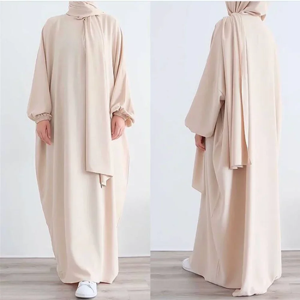 Hooded Abaya Muslim Prayer Dress Long Khimar Hijab Ramadan Eid Islamic Clothing Dubai Turkey Abayas for Women Kaftan Robe Niqab